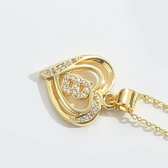 Pendant Clavicle Chain Copper Heart Hollow Shape Electroplating Simple Style