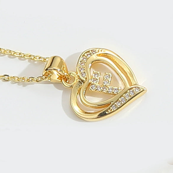 Pendant Clavicle Chain Copper Heart Hollow Shape Electroplating Simple Style