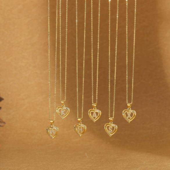 Pendant Clavicle Chain Copper Heart Hollow Shape Electroplating Simple Style