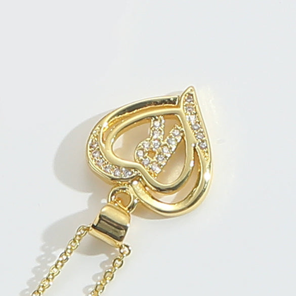 Pendant Clavicle Chain Copper Heart Hollow Shape Electroplating Simple Style
