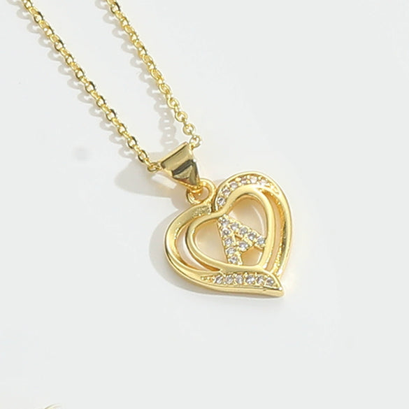 Pendant Clavicle Chain Copper Heart Hollow Shape Electroplating Simple Style