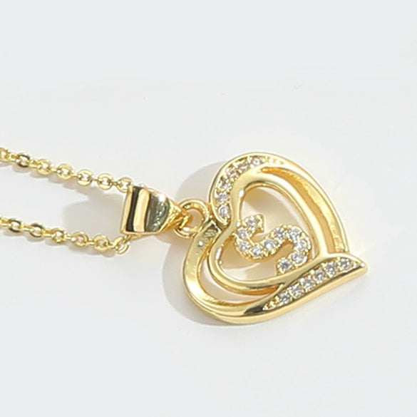 Pendant Clavicle Chain Copper Heart Hollow Shape Electroplating Simple Style