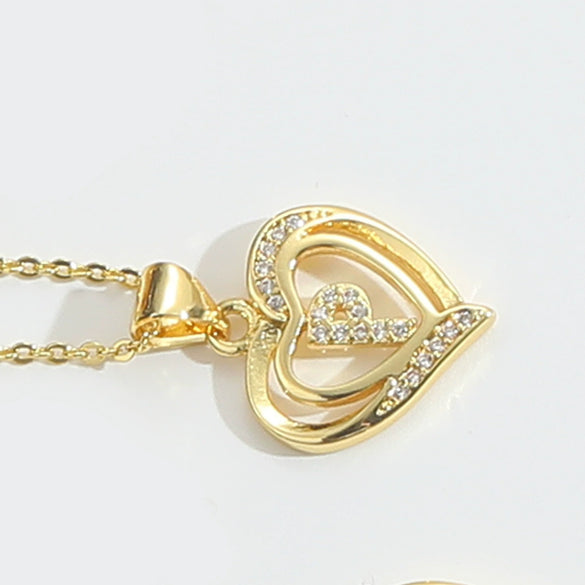 Pendant Clavicle Chain Copper Heart Hollow Shape Electroplating Simple Style