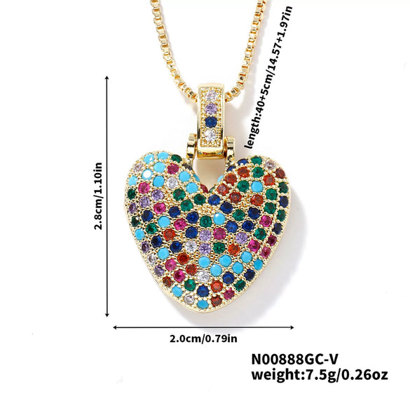 Pendant Clavicle Chain Copper Inlaid Zircon Hip Hop Style With Letter Pattern Electroplated