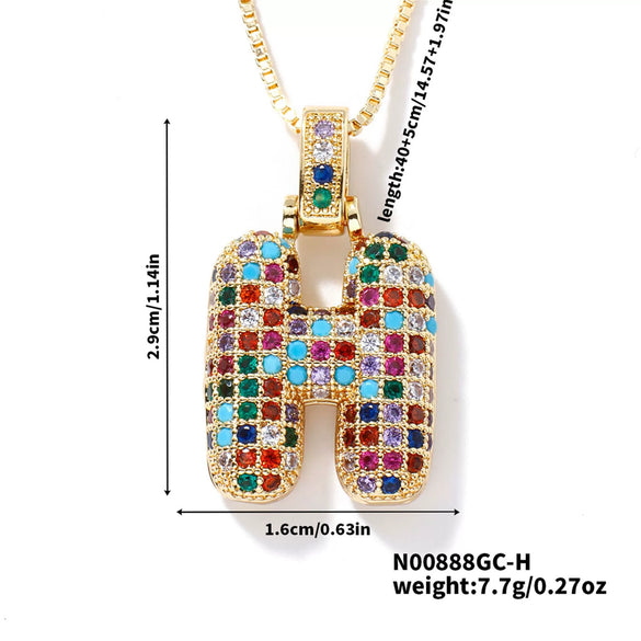 Pendant Clavicle Chain Copper Inlaid Zircon Hip Hop Style With Letter Pattern Electroplated