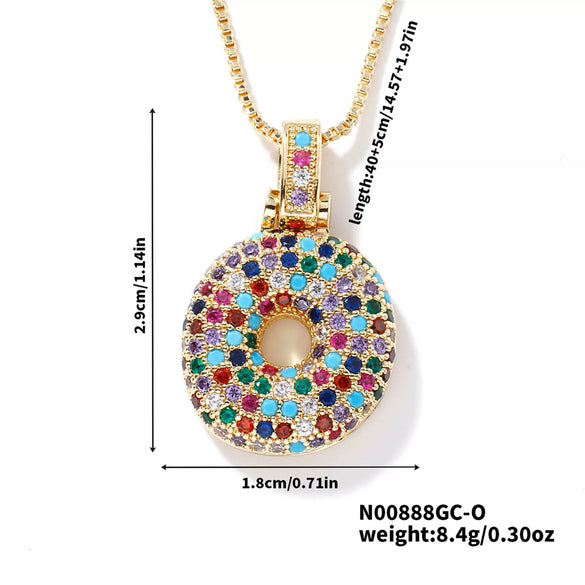 Pendant Clavicle Chain Copper Inlaid Zircon Hip Hop Style With Letter Pattern Electroplated