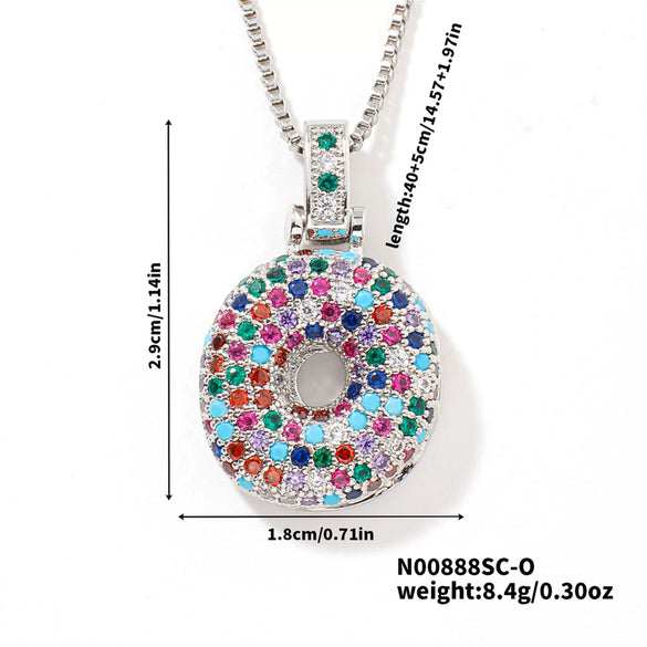 Pendant Clavicle Chain Copper Inlaid Zircon Hip Hop Style With Letter Pattern Electroplated