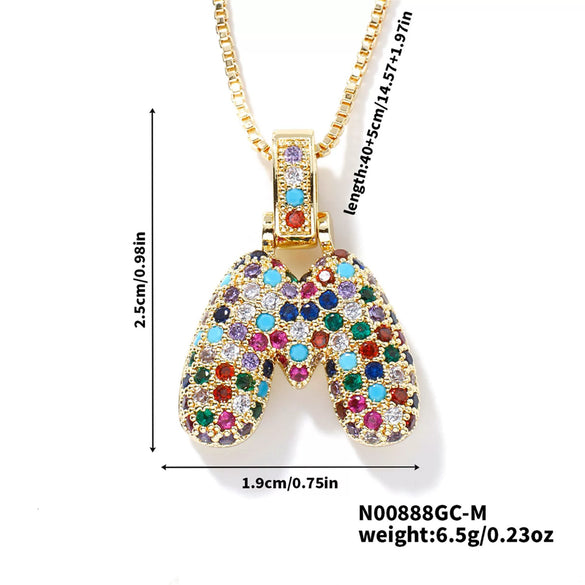 Pendant Clavicle Chain Copper Inlaid Zircon Hip Hop Style With Letter Pattern Electroplated