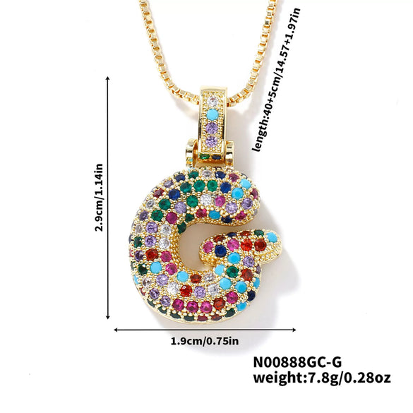 Pendant Clavicle Chain Copper Inlaid Zircon Hip Hop Style With Letter Pattern Electroplated