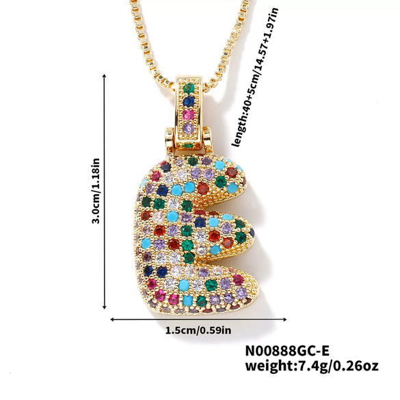 Pendant Clavicle Chain Copper Inlaid Zircon Hip Hop Style With Letter Pattern Electroplated