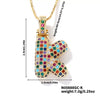 Pendant Clavicle Chain Copper Inlaid Zircon Hip Hop Style With Letter Pattern Electroplated