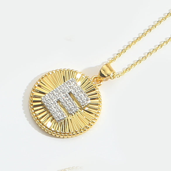 Pendant Clavicle Chain Copper Mixed Gemstone Setting Letter Number Text Pattern Electroplating