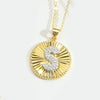 Pendant Clavicle Chain Copper Mixed Gemstone Setting Letter Number Text Pattern Electroplating