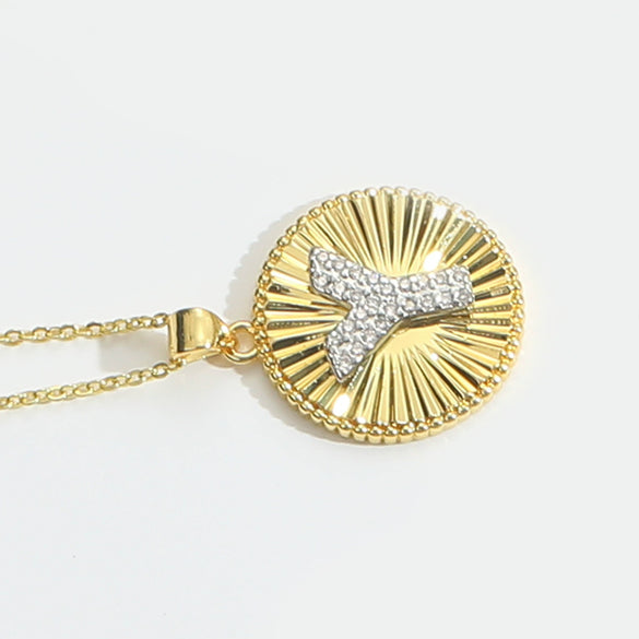 Pendant Clavicle Chain Copper Mixed Gemstone Setting Letter Number Text Pattern Electroplating