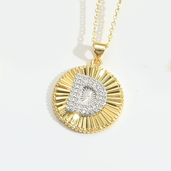 Pendant Clavicle Chain Copper Mixed Gemstone Setting Letter Number Text Pattern Electroplating