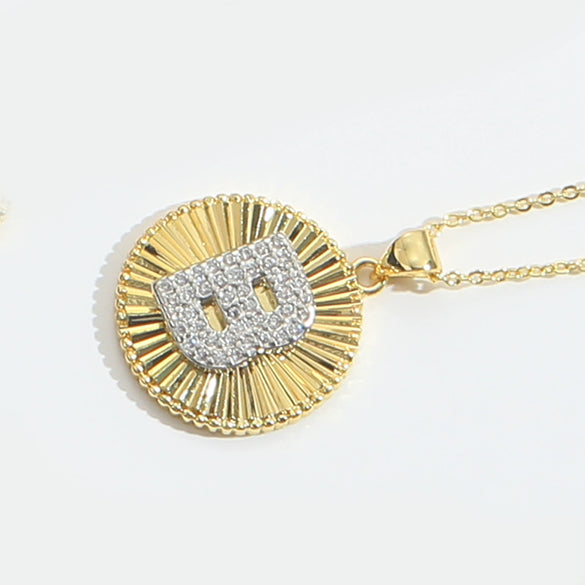 Pendant Clavicle Chain Copper Mixed Gemstone Setting Letter Number Text Pattern Electroplating