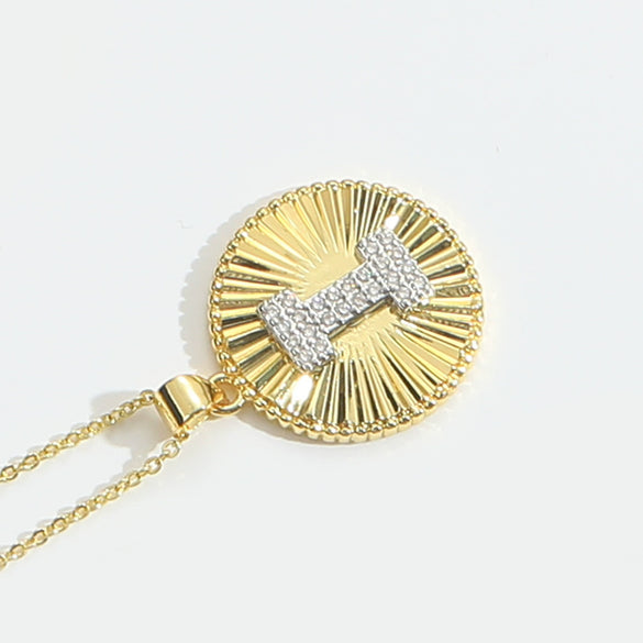 Pendant Clavicle Chain Copper Mixed Gemstone Setting Letter Number Text Pattern Electroplating