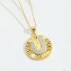 Pendant Clavicle Chain Copper Mixed Gemstone Setting Letter Number Text Pattern Electroplating