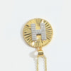 Pendant Clavicle Chain Copper Mixed Gemstone Setting Letter Number Text Pattern Electroplating