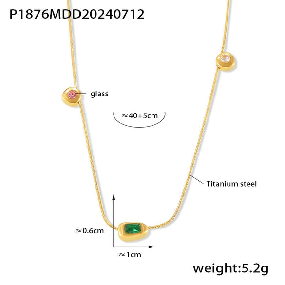 Pendant Clavicle Chain Jewelry Titanium Steel Electroplated 18K Gold Geometric Style For Women