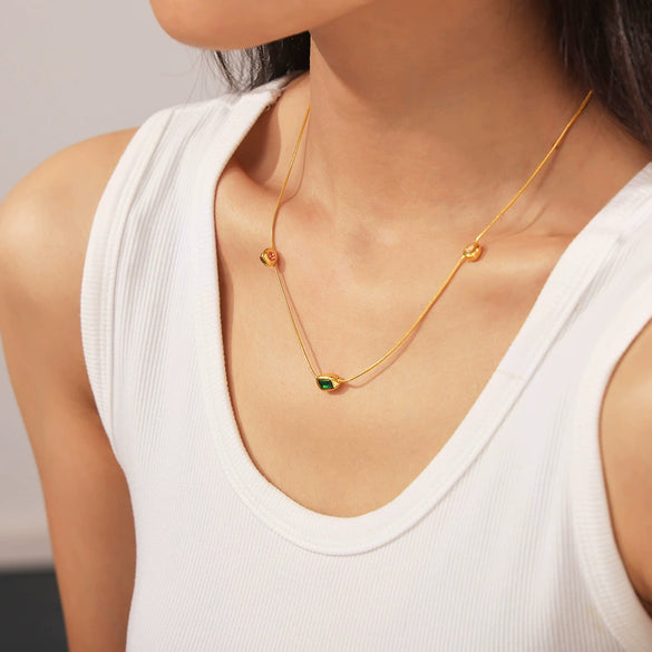 Pendant Clavicle Chain Jewelry Titanium Steel Electroplated 18K Gold Geometric Style For Women