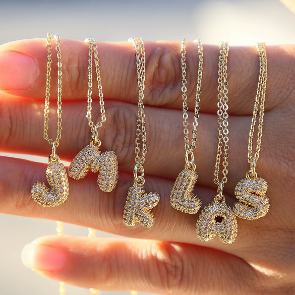 Pendant Clavicle Chain Necklace Brass Electroplated With Letters Numbers Text Pattern