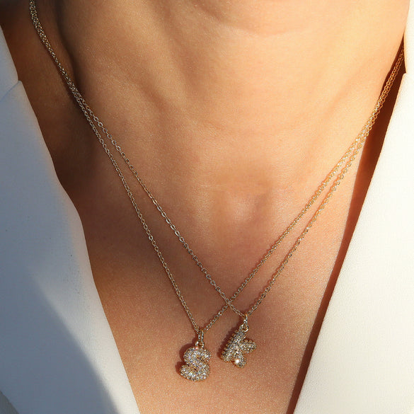 Pendant Clavicle Chain Necklace Brass Electroplated With Letters Numbers Text Pattern