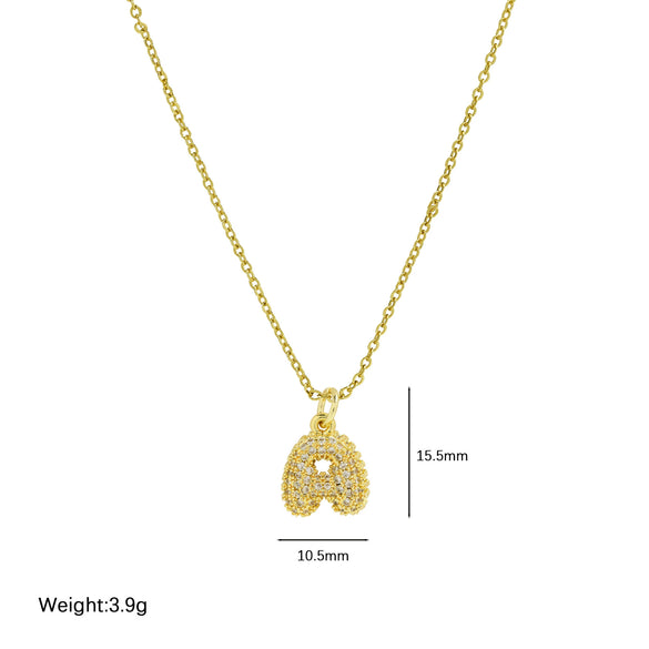 Pendant Clavicle Chain Necklace Brass Electroplated With Letters Numbers Text Pattern
