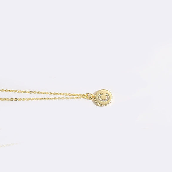 Pendant Clavicle Chain Necklace Mixed Gemstone Setting Copper Disc Shape English Letters Style Electroplating For Women