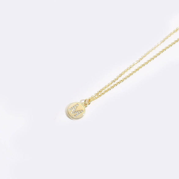 Pendant Clavicle Chain Necklace Mixed Gemstone Setting Copper Disc Shape English Letters Style Electroplating For Women