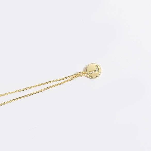 Pendant Clavicle Chain Necklace Mixed Gemstone Setting Copper Disc Shape English Letters Style Electroplating For Women