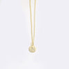 Pendant Clavicle Chain Necklace Mixed Gemstone Setting Copper Disc Shape English Letters Style Electroplating For Women