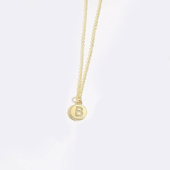 Pendant Clavicle Chain Necklace Mixed Gemstone Setting Copper Disc Shape English Letters Style Electroplating For Women