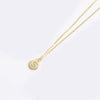 Pendant Clavicle Chain Necklace Mixed Gemstone Setting Copper Disc Shape English Letters Style Electroplating For Women