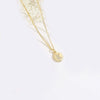 Pendant Clavicle Chain Necklace Mixed Gemstone Setting Copper Disc Shape English Letters Style Electroplating For Women