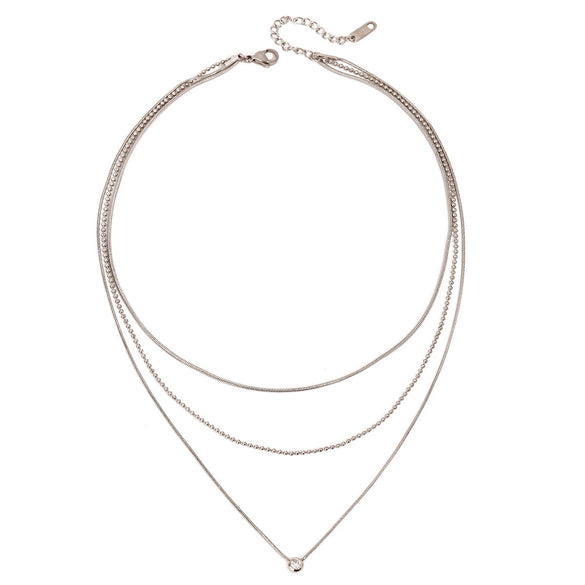 Pendant Clavicle Chain Titanium Steel White Rhinestone Electroplated For Women