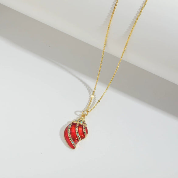 Pendant Clavicle Chain Women Copper Electroplating Heart Shape Seahorse Design Mixed Gemstone Setting