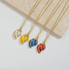 Pendant Clavicle Chain Women Copper Electroplating Heart Shape Seahorse Design Mixed Gemstone Setting