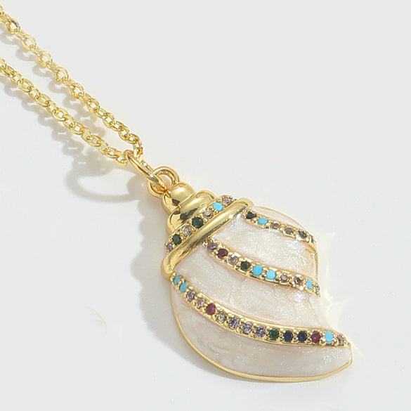Pendant Clavicle Chain Women Copper Electroplating Heart Shape Seahorse Design Mixed Gemstone Setting