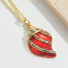 Pendant Clavicle Chain Women Copper Electroplating Heart Shape Seahorse Design Mixed Gemstone Setting
