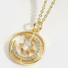 Pendant Clavicle Chain Women Retro Motherofpearl Zircon Inlaid Love Lock Shape Cross Design Copper Electroplating Geometric