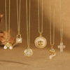 Pendant Clavicle Chain Women Retro Motherofpearl Zircon Inlaid Love Lock Shape Cross Design Copper Electroplating Geometric