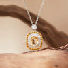 Pendant Clavicle Necklace Natural Color Treasure Topaz Etothyst S925 Sterling Silver Geometric Style Set With Gems