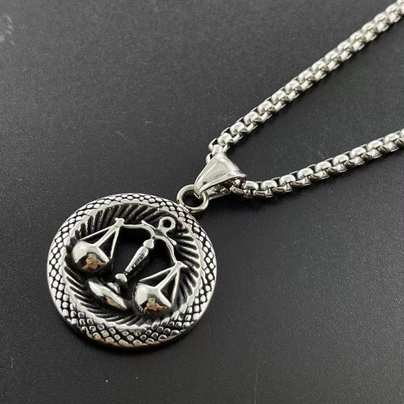 Pendant Clavicle Necklace Stainless Steel Geometric Retro Punk Style Doll Pattern Polishing