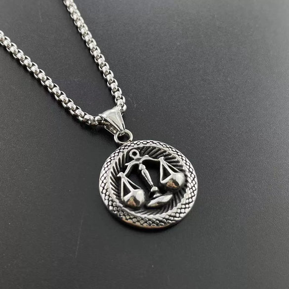 Pendant Clavicle Necklace Stainless Steel Geometric Retro Punk Style Doll Pattern Polishing