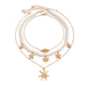 Pendant Collarbone Necklace Alloy Imitation Pearl Beaded Geometric Electroplating Starfish Shell Women's