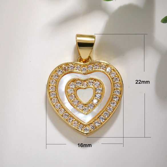 Pendant Copper Goldplated Heartshaped Zircon Accessories Diy