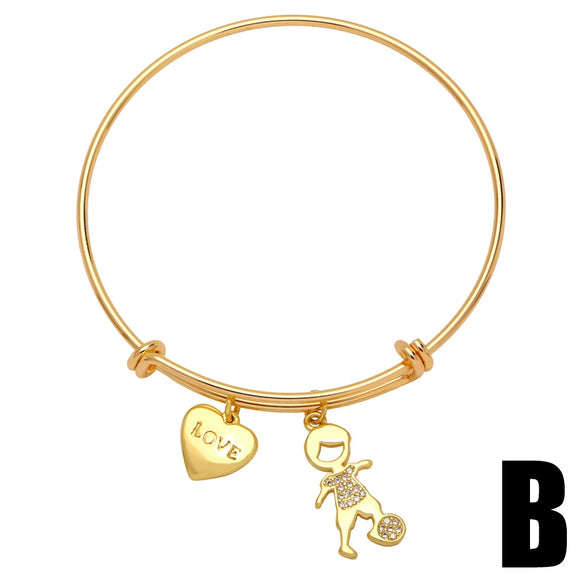 Pendant Couple Bracelet Copper Zircon With Cartoon Characters For Boys And Girls