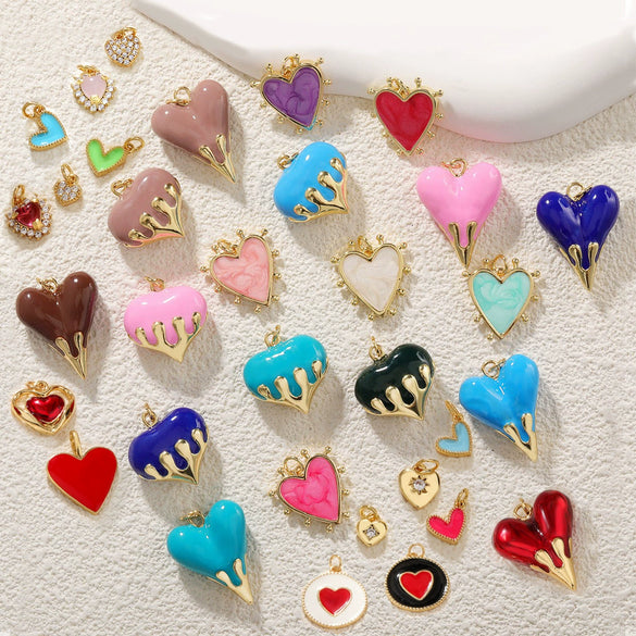 Pendant Diy Accessories Copper Heartshaped Electroplating Lava Love Red Heart Crystal