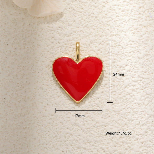 Pendant Diy Accessories Copper Heartshaped Electroplating Lava Love Red Heart Crystal